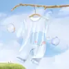 Ropa de una pieza para bebé, Ropa de verano transpirable con aire acondicionado para bebé, Pijama fino para recién nacido, Mameluco de manga larga
