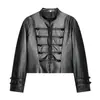 Ropa de Mujer Transfronteriza Otoño Nuevas Llegadas Estilo Europeo Moda Diseño Retro Sensación Nudo de Cuerda Botón Chaqueta de Cuero Abrigo 5479243