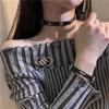 Collar de cuero negro estilo punk sencillo para mujer, gargantilla, anillo para el cuello, accesorios para el cuello, accesorios para collar