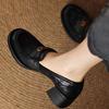 Mocasines Camellia para Mujer con Tacón Grueso, Estilo Otoño e Invierno 2026, Zapatos Retro de Piel sin Cordones de Tacón Alto para Viajar al Trabajo
