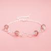 Pulsera de Cristal de Fresa Natural Plateada Estilo Coreano para Mujer, Dulce Fresca, Rama, Cristal Rosa, Lindo, Joyería para Niña