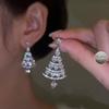 Pendientes de árbol de Navidad calientes transfronterizos de Europa y Estados Unidos, pendientes de árbol de Navidad con estrella de cinco puntas y diamantes, pendientes de mujer, pendientes de Navidad al por mayor