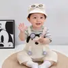 Mameluco de Bebé Verano Delgado Manga Corta Falso Dos Piezas Lindo Moderno Ropa para Bebé Mameluco de Verano para Niños Manga Media para Gatear