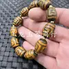 Pulsera de jade Diente de tigre Pulsera de cuentas de cielo cuentas de barril pulsera de diez mil caracteres Pulsera de eslabones de camino de cuentas de cielo pulsera de ágata con patrón trasero pulsera