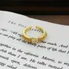 Anel Aberto Elegante Vintage de Zircônia de Nicho de Luxo com Estilo Cortesão, Adequado para Festas Noturnas, Anel Versátil de Luxo Leve