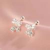 Aretes de botón de torsión con forma de orquídea de lazo, aretes de temperamento femenino, temperamento dulce, diseño nicho Mori, aretes de alta gama