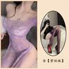 Lencería Sexy Noche Dorada Cuello Palabra Única Perspectiva Cheongsam Sin Tirantes Camisón Sexy de Encaje Sexy Camisón Puro qqny Mujeres