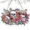 Guirlanda Decorativa para Pendurar na Porta Natal Halloween Amazon Madeira Transfronteiriça Novo Morcego Fila Crânio
