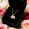 Collar de Elefante Pequeño Lindo Transfronterizo Europeo y Americano Acero de Titanio Estilo de Lujo Ligero Nicho Cadena para Clavícula Versátil para el Día a Día Accesorio