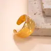 Anillos Irregulares de Moda Transfronterizos, Anillos Abiertos Geométricos Irregulares Prensados en Aceite, Fábrica de Joyería de Acero de Titanio de Gama Alta Vintage