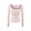 Diseño Estilo Chica Caliente, de un solo hombro, que expone la clavícula, camiseta de manga larga para mujer, nuevo estilo de otoño, corte ajustado, top para capas interiores adelgazante