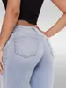 Jeans Casuales Sexys Bbl Europeos y Americanos Transfronterizos de Cintura Media-Baja Elásticos Levanta Glúteos de Pierna Ancha para Mujer Venta al por Mayor