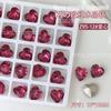Rosa cristal vermelho diamante pontiagudo Super Brilhante K9 amor quadrado gordo formato unhas Diamante vinho tinto machado unha joias atacado