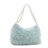 Bolsa Feminina de Pelúcia Novo Estilo 2024 Moda Casual Estilo Western Ombro Axila Portátil Feminina Bolsa Transversal Pérola Simples Pequena
