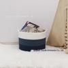 Cesta de Armazenamento Dobrável de Corda de Algodão Personalizada Bolsa Saco Azul e Branco Costurado Redondo Caixa de Armazenamento de Roupas Brinquedos Cesta de Roupas Sujas Exportação