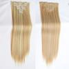 Comércio exterior atacado peruca feminina 16 mechas aplique de cabelo liso aplique de cabelo conjunto de 7 peças fibra química aplique de cabelo feminino europeu e americano