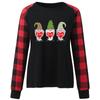 Dia dos Namorados manga comprida Raglan manga xadrez LOVE camiseta estampada manga comprida Europeia e americana Top Casual T-shirt de algodão