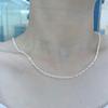 Collar de Nariz de Cerdo de Plata de Ley s925 para Mujer Estilo Frío Simple Cadena de Flor de Coche con Purpurina Cadena de Cuello de Especias Apilable para Instagram