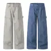 Pantalones Casuales de Pierna Ancha Desestructurados con Parches de Salpicaduras de Tinta para Hombre, Pantalones Largos Unisex Sueltos de Pierna Recta Vintage de Primavera Nuevos, Modernos