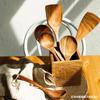 Juego de Espátulas de Teca, Espátula de Madera de Acacia de Tres Líneas para Cocinar, Colador, Espátula, Utensilios de Cocina de Madera Maciza, Juego de Ocho Piezas, Hojas Pequeñas