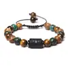 Pulsera de las Doce Constelaciones 8mm Ojo de Tigre Piedra con Imagen Pulsera Hecha a Mano Piedra Natural con Cuentas Pulsera de Constelación con Tarjeta