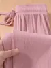 Calça pantalona fina de seda gelada feminina para o verão, tamanho petite, novo modelo 2026, plus size, cintura alta, com caimento, pantalona casual solta e reta
