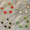Pulsera Popular Transfronteriza de Trébol de Cuatro Hojas de la Suerte Oro de 18K Nácar de Doble Cara Estilo Europeo y Americano de Moda Nuevo Estilo Versátil
