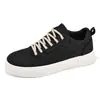Zapatos Negros Lisos de Estudiante para Todas las Estaciones, Tenis Casuales con Cordones Estilo Coreano para Hombre con Suela Gruesa, Zapatos de Lona Transpirables para Exteriores Estilo Hong Kong
