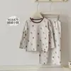 Conjunto de Pijama Infantil con Estampado Completo de Conejo de Pan Otoño 2026, Nuevo Modelo Otoño-Invierno, Conjunto de Top y Pantalones de Lycra Clase A con Cuello Redondo