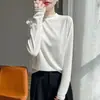 Camada Base Transfronteiriça Gola Alta Meia Fina Roupa Íntima Feminina Outono Inverno 2026 Nova Malha Estilosa Top Manga Longa T Branco