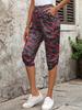 2024 Verão Europeu e Americano Novo TEMU Amazon Estampa Camuflada Mais Vendida Moda Casual Calça Elástica de Três Quartos para Mulheres