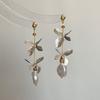 Pendientes de Perlas Sintéticas Florales Estilo Literario y Artístico Retro Francés Serie "Iris" de Gama Alta Nicho