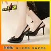 Elegantes zapatos de tacón de aguja con punta fina estilo coreano, nuevo modelo primavera-verano 2025, sandalias dulces con moño y punta cerrada para uso en exteriores