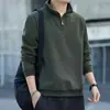 Sudadera de cuello alto para hombre, estilo nuevo, otoño/invierno, con cremallera, manga larga, sin capucha, forro polar, casual, engrosada, cálida, top moderno