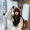 Chapéu de Pelúcia para Mulheres no Outono e Inverno, Gorro à Prova de Frio com Proteção de Orelha de Urso, Chapéu de Tricô Quente, Chapéu Lei Feng que Afina o Rosto, Moderno