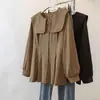 Ropa de mujer talla grande 2026 otoño nueva moda casual abotonada de manga larga suelta entallada a la cintura top camisa