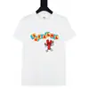 Camiseta de Manga Curta Supreme, Marca de Moda Americana de Peso Pesado, Estampa Clássica de Letras, Gola Redonda Boxy, Caimento Solto, Manga Meia-Manga para Homens e Mulheres