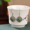 Pendientes de plata de ley S925 con diseño de ciervo, chapados en oro, con jaspe hetiano, estilo retro, elegantes, con diamantes Ruyi y ganchos personalizados.