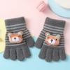 Guantes de invierno cálidos con dibujos animados para bebés y niños, bonitos guantes para niños de guardería, con cinco dedos y rayas