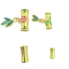 Aleación Electrochapada Agujero Grande Bendición Bambú Hoja de Bambú Juego de Dos Piezas Passepartout Nuevo Placa Chinoiserie Hebilla de Presión Solapa Hebilla Colgante Decoración