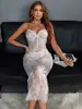 Amazon Transfronterizo Europeo y Americano Nuevo Estilo Sexy Encaje Lazo Vestido Largo Bordado Tirantes Conjunto Impresionante Directo del Fabricante