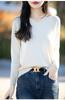 Camiseta Base de Punto de Algodón Puro con Cuello en V Anti-Pilling para Mujer, Nuevo Suéter Interior Suave y Acogedor, Top de Moda Versátil Holgado