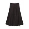 Moda Feminina Transfronteiriça Ins Mais Vendido Retrô Estiloso High-End Exquisito Plissado Evasê Midi de Trabalho Saia Longa para Primavera e Outono