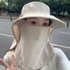 Sombrero de ala ancha para protección solar para mujer, Chal de protección solar UV de verano, Protección para cuello y cara, Sombrero de pescador, Sombrero de sol plegable