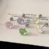 Pendientes Planos en Espiral de Trébol de Cuatro Hojas Super Brillantes para Mujer, Acero de Titanio, Cuidado Delicado para Perforaciones, de Alta Gama, Dulces y Versátiles