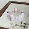 Río de Primavera Aguas TibiasPulsera de Cuarzo Rosa Natural Amatista Brasileña con Cuentas de Pompón, Única, Suave, Delicada, Sencilla y Dulce