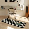 Manta de Cama Simples Moderna Preto e Branco Xadrez para Quarto Cachemir Manto Xadrez Vintage Tapete de Corredor Pequeno Tapete