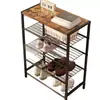 Estante para Zapatos para el Hogar de Comercio Exterior, Estante de Almacenamiento Multicapa, Zapatero Ensamblado de Acero y Madera, Zapatero para Dormitorio, Zapatero Simple, Venta al por Mayor por Fabricante