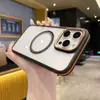 Funda magnética para teléfono con borde de color contrastante para Apple 16Promax iPhone15 Cubierta protectora anticaída de metal para lente 14