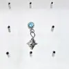 Pendientes de aleación de titanio G23 con colgante de estrella de ocho puntas de diamante F-136 titanio circón 5A rosca interna perforaciones de labio dientes internos joyería